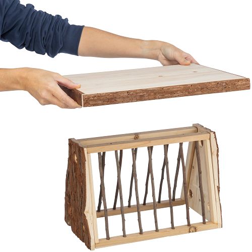 TRIXIE Heuraufe mit Boden und Dach, Rindenholz, 40 × 22 × 30 cm