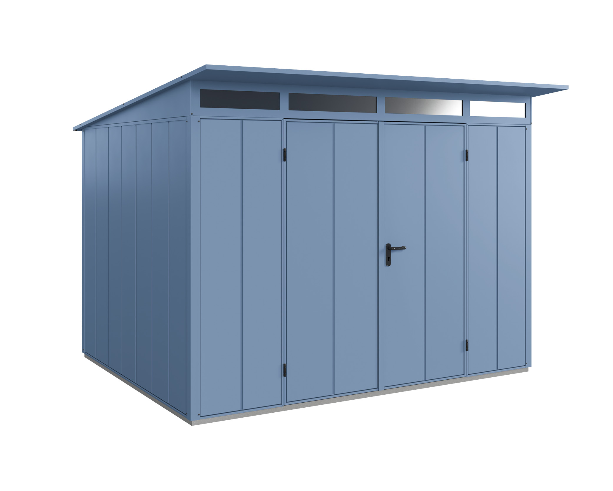 Hörmann Metall-Gerätehaus EcoStar Premiumline mit Pultdach B 302,8 x 238 cm (Typ 3), Motiv Design (mit breiten Lamellen)...