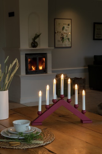 Konstsmide Weihnachtsbeleuchtung  Holzleuchter dunkelrot matt