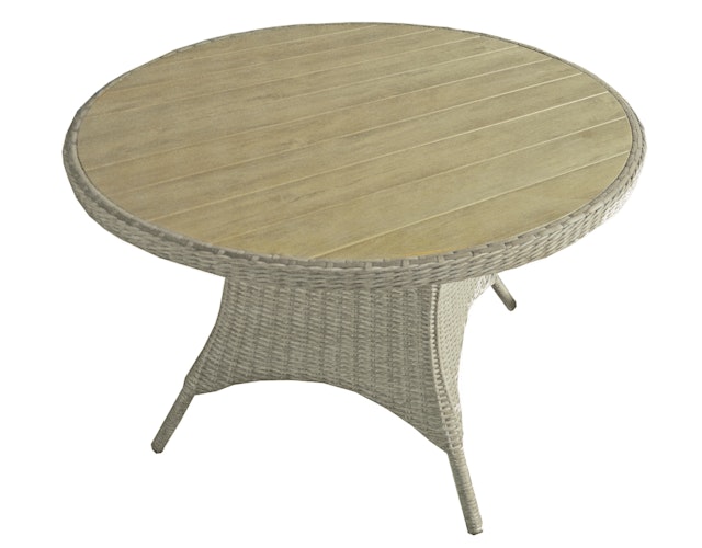 Garden Pleasure Gartenmöbel Set BASTIA, Tisch Ø 100 + 4 Stühle, Polyrattan Ingwerbraun / Polywood / Kissen 100 % Polyester Anthrazit
