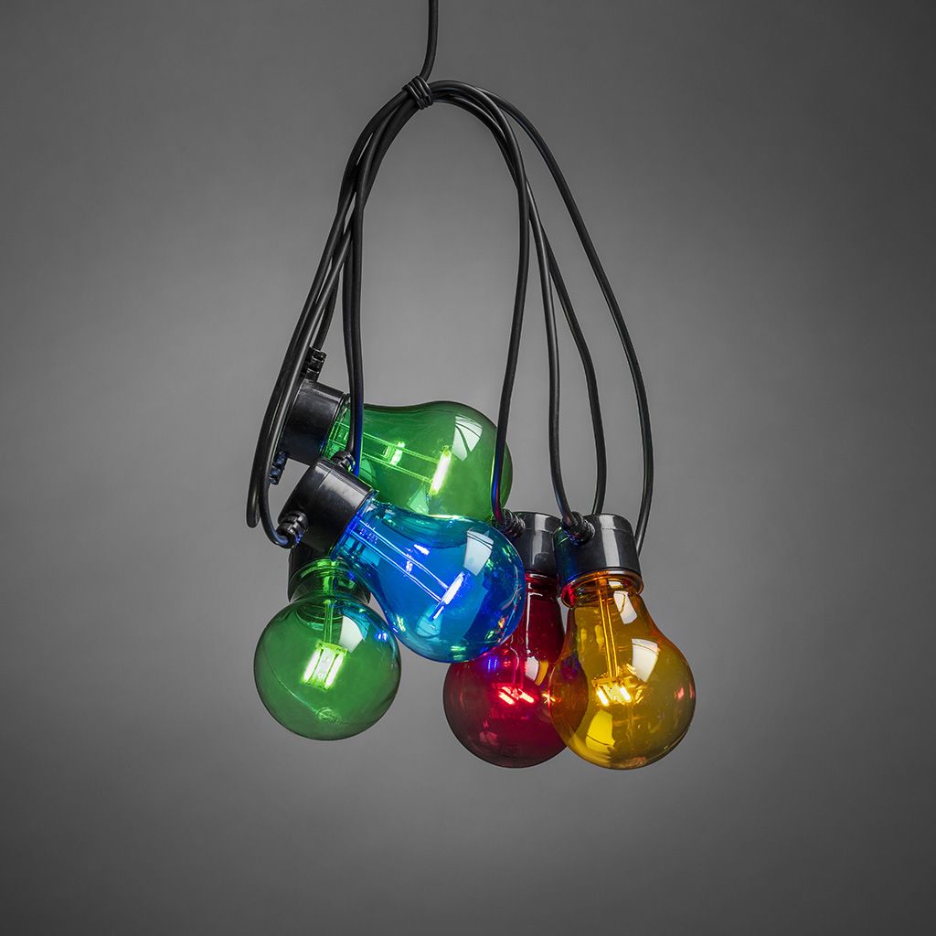 Konstsmide Ganzjahresbeleuchtung  LED Biergartenkette Timer 5bunte Birnen 40 warmweiß