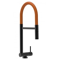 Wasserhahn Vorfenster Küchenarmatur, Umklappbar 4,5 CM, mit 360° schwenkbarem Auslauf, abnehmbare 2 strahl Handbrause, Schwarz Matt / Orange
