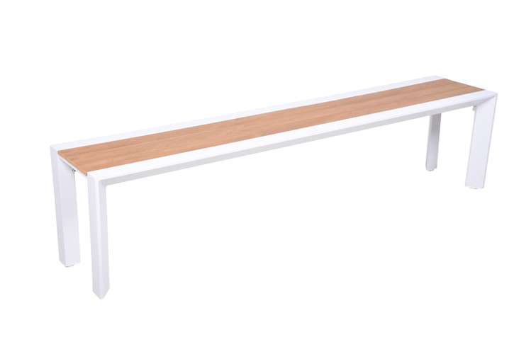 Garden Pleasure Bank VENICE 180 cm, Aluminium Weiß / Nonwood Teak-Optik