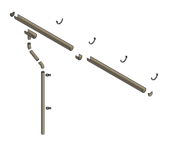 Skan Holz Regenrinnen-Set für Satteldach Carports (2er Set)-10 m