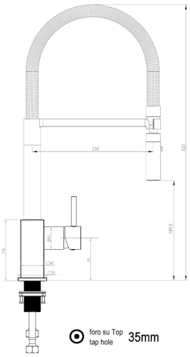 Wasserhahn Küchenarmatur, QU, mit 360° schwenkbarem Auslauf, abnehmbare 2 strahl Handbrause, Verchromt / Rot