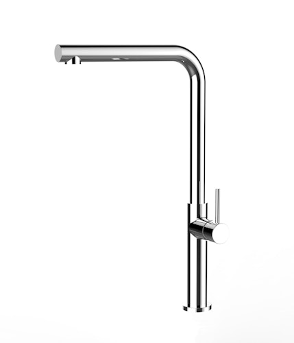 Minimalistischer Wasserhahn Küchenarmatur, TECNO, mit 360° schwenkbarem L-Auslauf, Verchromt