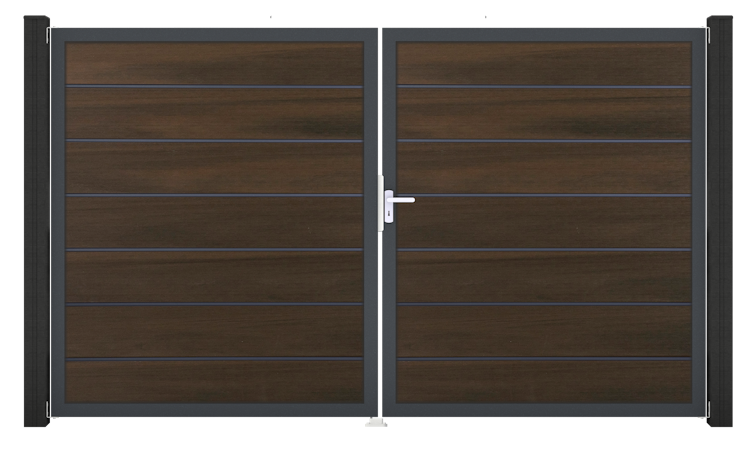 GroJa Solid Grande Premium Tor 2-flügelig 3000 x 1800 mm, Alu-Rahmen Anthrazit DB 703