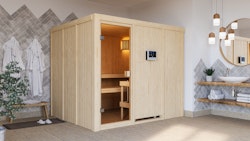 Karibu Woodfeeling Sauna Nybro - 68 mm Aktionssauna inkl. gratis Sauna-Zubehörset im Wert von 234,94 €