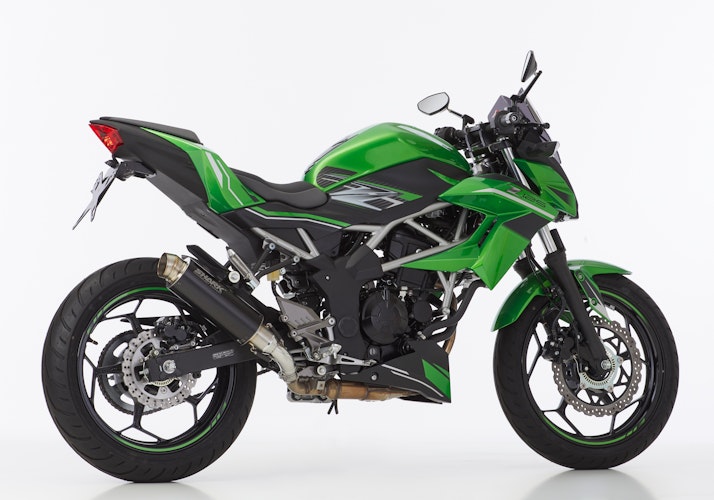 SHARK SLIP-ON Aluminium eloxiert schwarz SRC 4 für KAWASAKI Ninja 125,Z125 EURO4 EURO5 