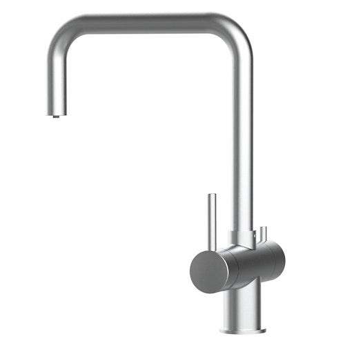 3 Wege Wasserhahn Küchenarmatur, Edelstahl Massiv mit 360° schwenkbarem N-Auslauf, Gebürstet