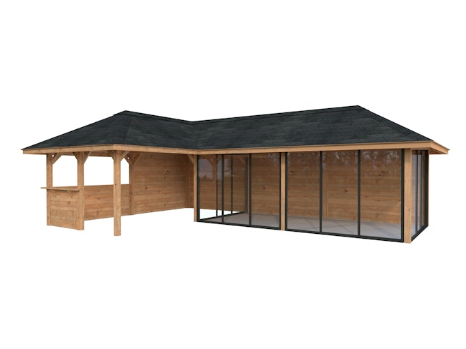 Palmako Pavillon Bianca 33,2 m² Set 521 Slide Plus mit Isolierglas-Schiebetüren