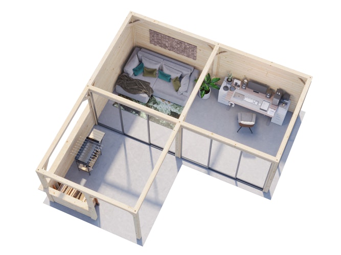 Palmako Pavillon Bianca 24,9 m² Set 523 Slide Plus mit Isolierglas-Schiebetüren