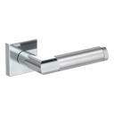 Vorschaubild Griffwerk CHRISTINA QUATTRO Klipptechnik -Edelstahl poliert/matt  Rosettengarnitur eckig -Klippt. -OS  -Griffpaar mit Drückerrosetten -TS 40-45mm