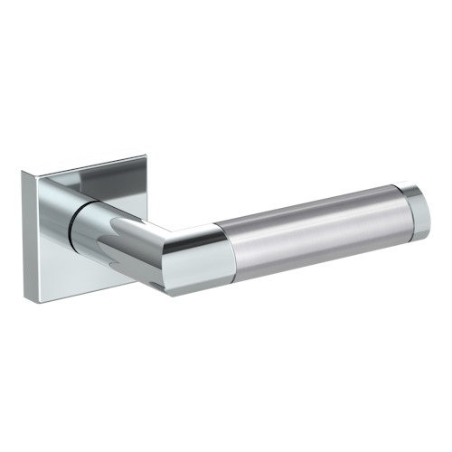Griffwerk CHRISTINA QUATTRO Klipptechnik -Edelstahl poliert/matt  Rosettengarnitur eckig -Klippt. -OS  -Griffpaar mit Drückerrosetten -TS 40-45mm