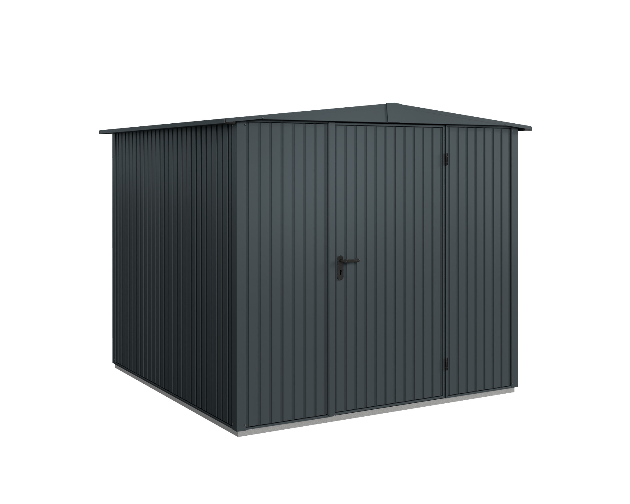 Hörmann Metall-Gerätehaus EcoStar Premiumline mit Satteldach B 238 x T 238 cm (Typ 2), Motiv Modern (mit schmalen Lamell...