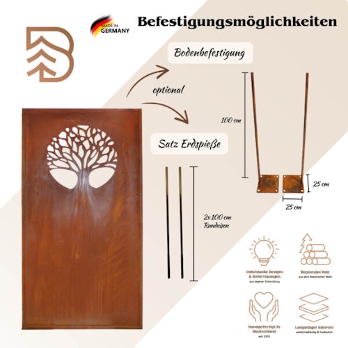 Badeko Parawand „Lebensbaum“ in Edelrostoptik