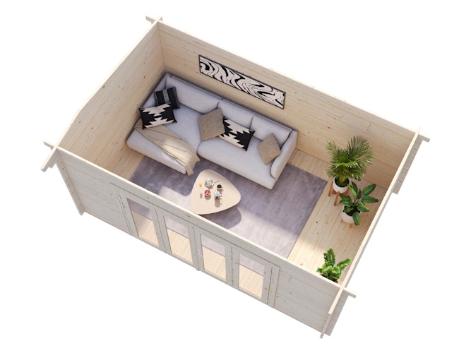 Palmako Gartenhaus Ines 13,7 m² mit Doppelfalttür - 44 mm