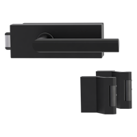 Griffwerk Glastürbeschlag PURISTO S mit Griff TRI 134 unverschließbar Flüster 3-tlg. Bänder TRI 134 Graphitschwarz