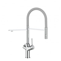 3 Wege Wasserhahn Küchenarmatur, BOD, mit 360° schwenkbarem Auslauf, abnehmbare 2 strahl Handbrause, Verchromt / Grau