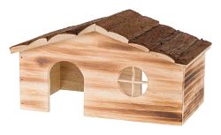 TRIXIE Haus Ragna 2 Ausgänge Meerschw., Rindenholz/geflammt, 35 × 18 × 20 cm