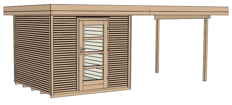 Weka Gartenhaus Designhaus wekaLine 172 B mit Anbau (295 cm)
