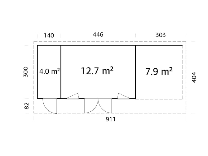 Palmako Gartenhaus Aurelia 16,7+7,9 m² - 44 mm