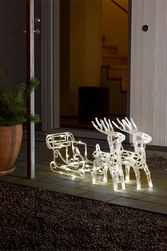 Konstsmide Weihnachtsbeleuchtung  LED AcrylSet Schlitten mit 2 Rentieren