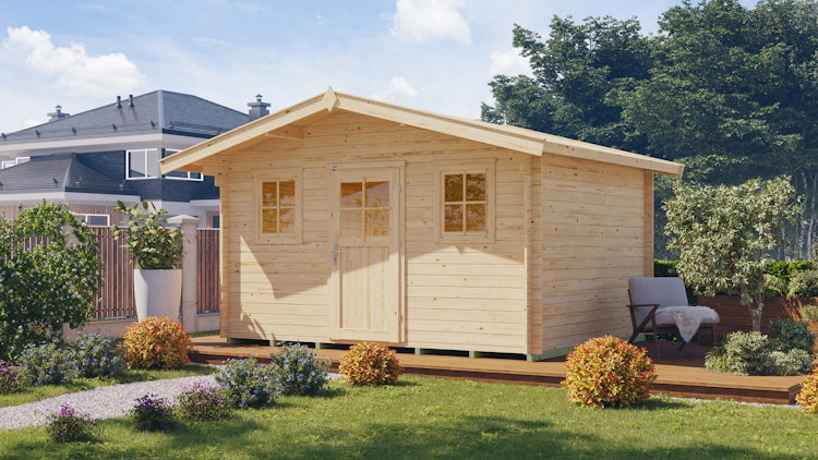 Weka 28 mm Gartenhaus 110 mit Vordach (60 cm)