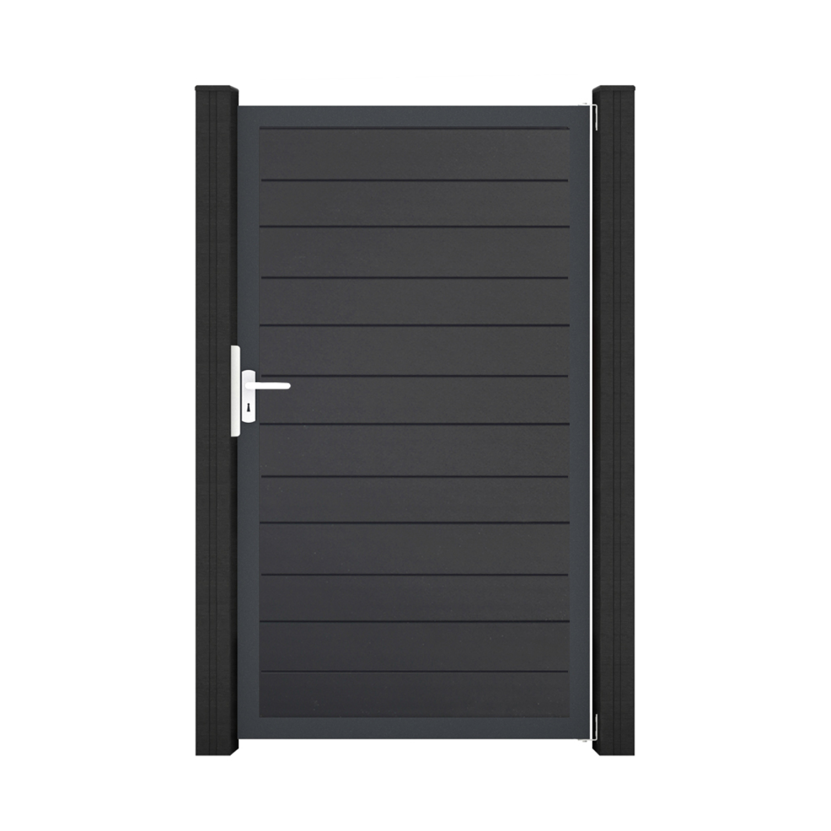 GroJa BasicLine PVC Stecksystem schmal Universal Einzeltor mit Anthrazitrahmen silbergrau