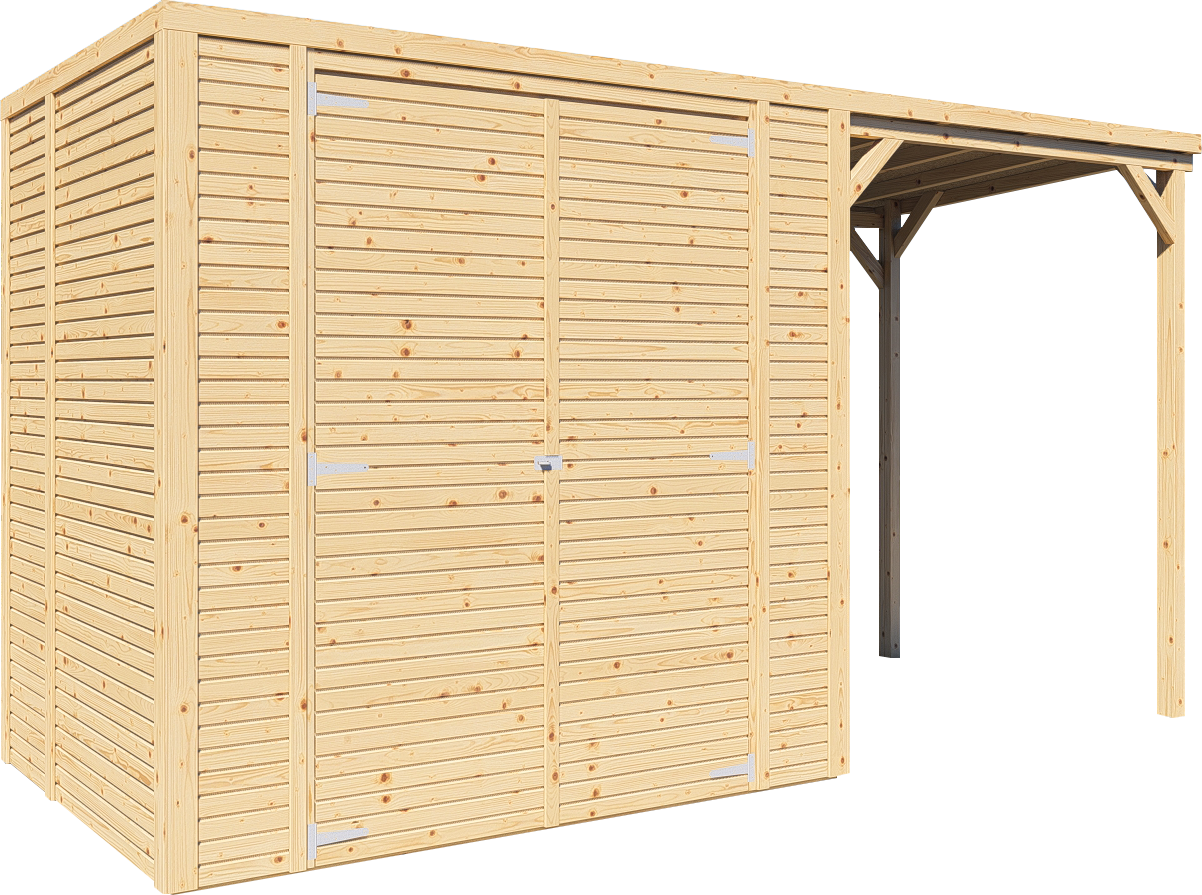 Bertilo Gerätehaus Box 2 Plus - 18 mm naturbelassen Box 2 Plus: 374 x 157 cm