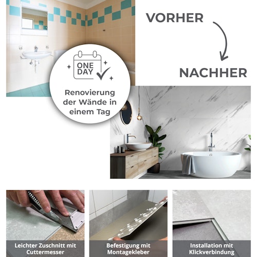 Revét Vinyl Wandfliese Concrete Matt 120 x 60 cm