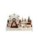 Vorschaubild Konstsmide Weihnachtsbeleuchtung LED Holzsilhouette Weihnachtsmarkt mit Riesenrad, batteriebetrieben