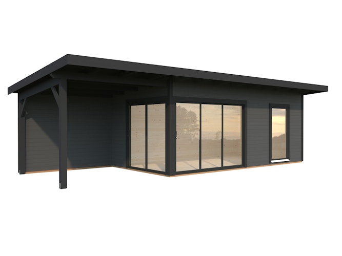 Palmako Gartenhaus Andrea 17,1+7,9 m² Slide Plus mit Isolierglas-Schiebetür  - 44 mm