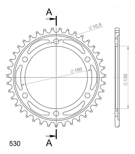Supersprox Stahl-Kettenrad 530 38Z (Schwarz)