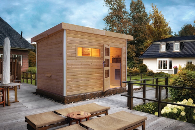 Karibu Saunahaus Skrollan 2 mit Vorraum naturbelassen inkl. gratis Sauna-Zubehörset im Wert von 234,94 €