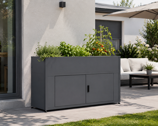 KGT Hochbeet UrbanGrow L-Space inkl. Stauraum - B 159 x T 51 x H 86 cm