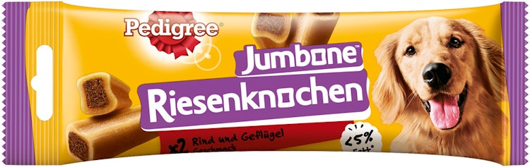 PEDIGREE JUMBONE Riesenknochen mit Rind und Geflügel Geschmack Hundekauknochen