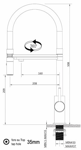 3 Wege Wasserhahn Küchenarmatur, FL, mit 360° schwenkbarem Auslauf, abnehmbare 2 strahl Handbrause, Verchromt / Grau