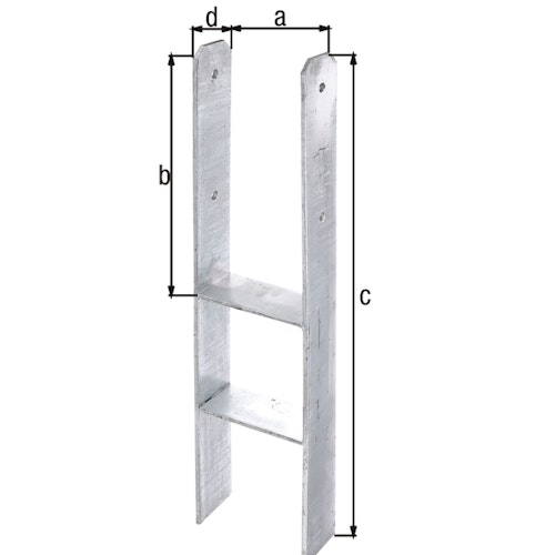 Alberts® H-Pfostenträger 400x80x8mm Gesamtlänge 800mm für verschiedene Pfostenstärken