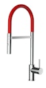 Vorschaubild Wasserhahn Küchenarmatur, SAM, mit 360° schwenkbarem Auslauf, abnehmbare 2 strahl Handbrause, Verchromt / Rot