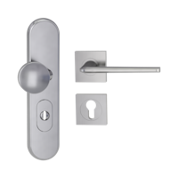 Griffwerk TITANO Kombi SB_882 ES1 (S2) -Edelstahl matt Kombi-Schutzbeschlag -Knopf/Drücker -mit Griff REMOTE -SG -eckig -R -ZA, 72mm -TS 38-50