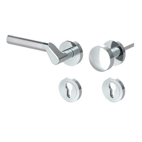 Griffwerk CORINNA Schraubtechnik GK4 -Chrom/Edelstahl Rosettengarnitur -Schraubt. -Knopf R2 -WL -TS 40-45mm