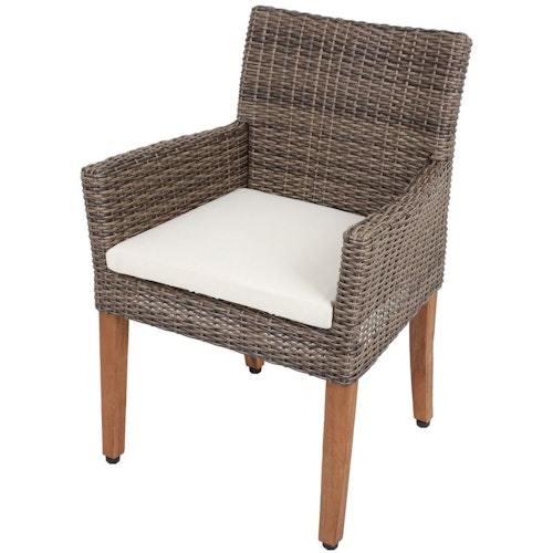 Garden Pleasure Esstisch-Set PALA, Tisch + 6 Stühle, Akazie / Polyrattan / Kissen 100 % Polyester