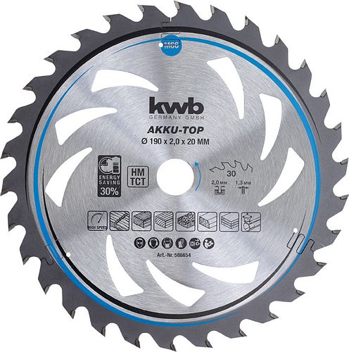 kwb Akku Top Sägebl HM Mit-Dü 190x20 Z30 586654