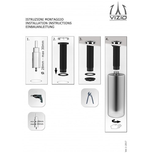 Edelstahl Seifenspender Rund, Hochglanz, von oben Befüllbar