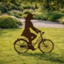 Vorschaubild Badeko Deko-Fahrradfahrerin „Annelies“ in Edelrostoptik