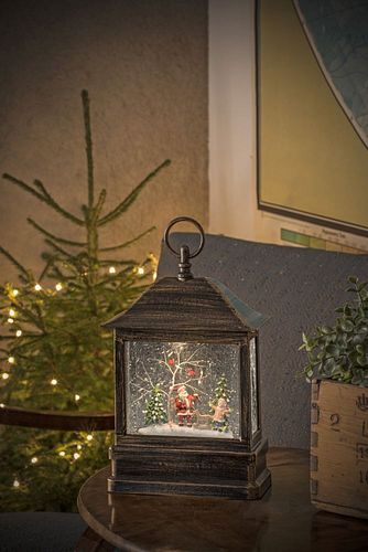 Konstsmide Weihnachtsbeleuchtung  LED Schneelaterne Weihnachtsmann mit Kind