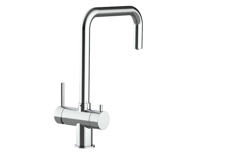 NIEDERDRUCK 3 Wege Wasserhahn Küchenarmatur, Edelstahl Massiv, 360° schwenkbarem N-Auslauf, Hochglanz Poliert