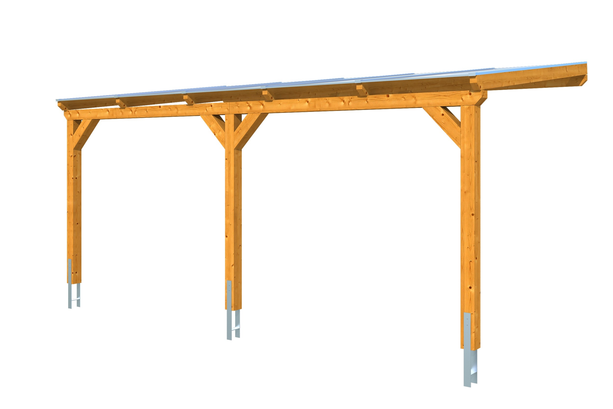Skan Holz Wandanbau-Carport Vogtland 300 x 541 cm-eiche hell Holzcarport