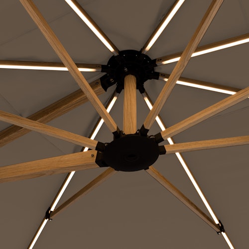 doppler Pendelschirm ALU WOOD 400 x 300 LED, Aluminium Esche-Optik / 100 % Polyester 180 g/m²